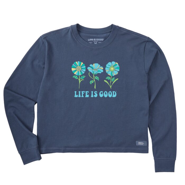 Women's 3 Flowers Long Sleeve Crusher Boxy Tee - Image 6