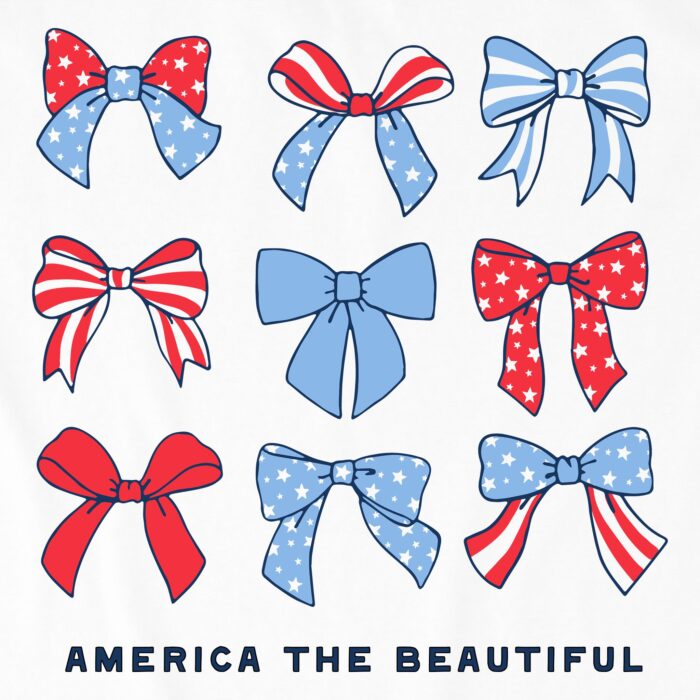 Women's America the Beautiful Bows Long Sleeve Crusher Tee - Image 2