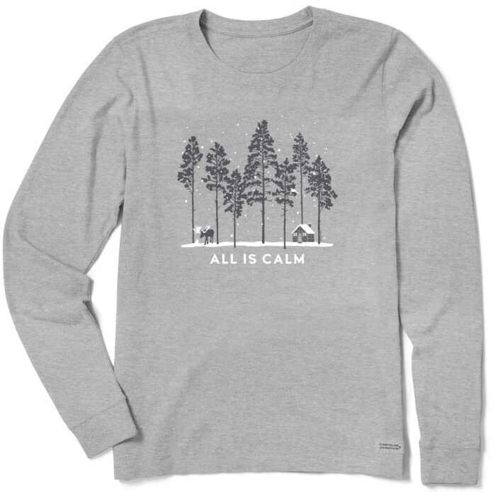 Women's All is Calm Moose Cabin Long Sleeve Crusher Tee - Image 3