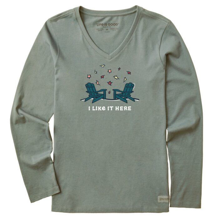 Women's Adirondacks I Like it Here Fall Long Sleeve Crusher Vee - Image 3