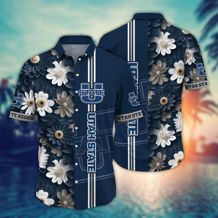 Utah State Aggies NCAA3 Flower Hawaii Shirt And Tshirt For Fans, Summer Football Shirts