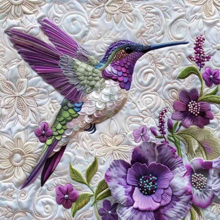 Purple Hummingbird WJ0108024CL Quilt - Image 2