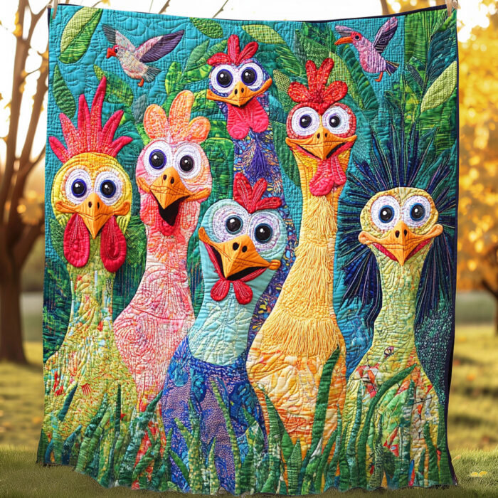 Whimsical Cute Chickens XR0208007CL Quilt - Image 2