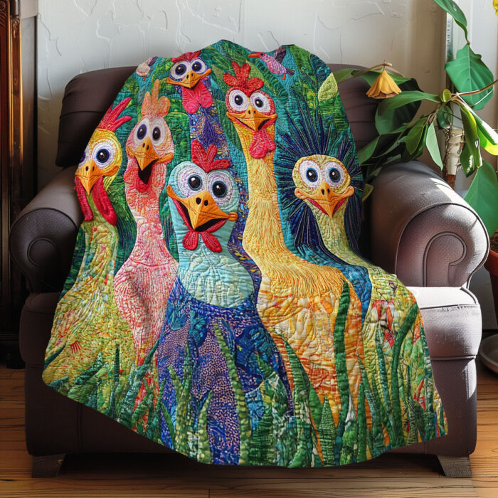 Whimsical Cute Chickens XR0208007CL Quilt - Image 5