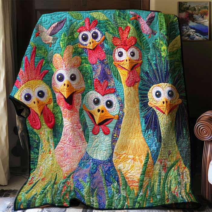 Whimsical Cute Chickens XR0208007CL Quilt - Image 3