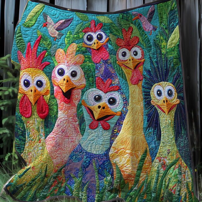 Whimsical Cute Chickens XR0208007CL Quilt - Image 4